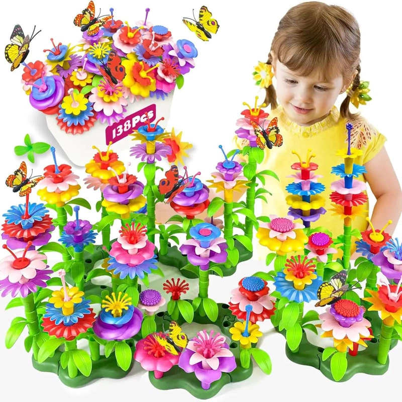 JUEGO DE CONSTRUCCION DE FLORES CON 138 PIEZAS PARA NIÑOS - 1