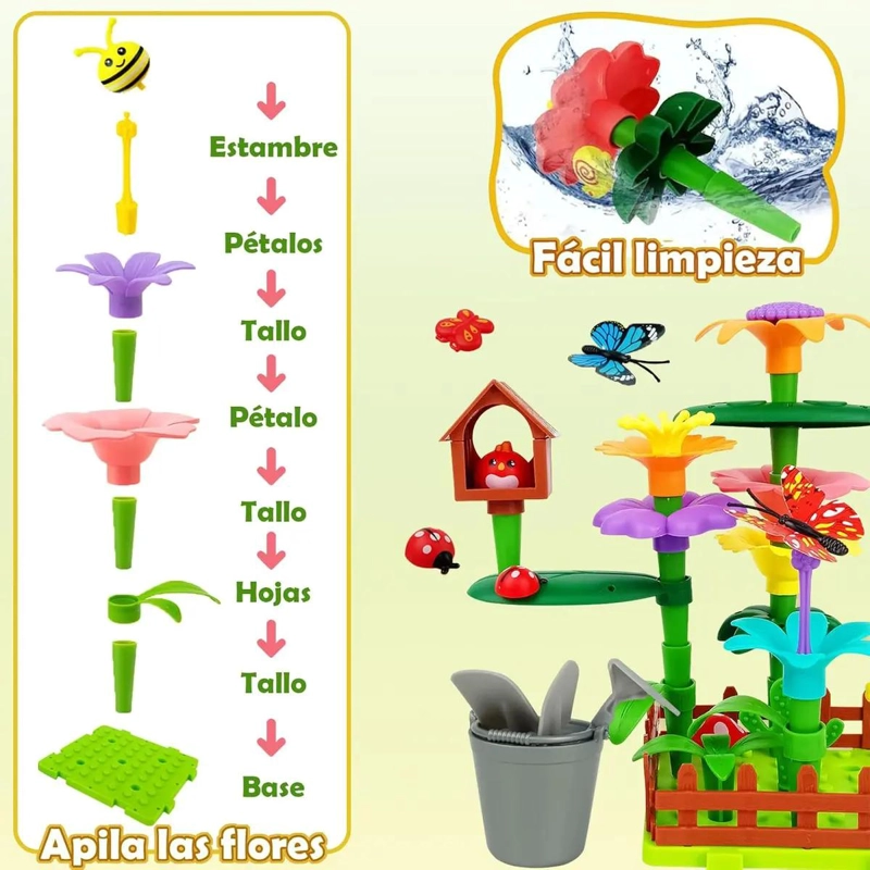 JUEGO DE CONSTRUCCION DE FLORES CON 138 PIEZAS PARA NIÑOS - 3