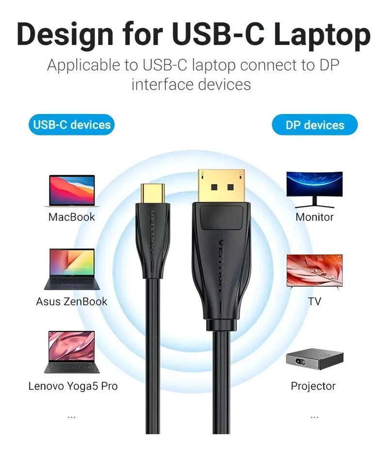 CABLE CONVERSOR USB-C A DISPLAYPORT 8K 1.5M PARA PANTALLAS - 3