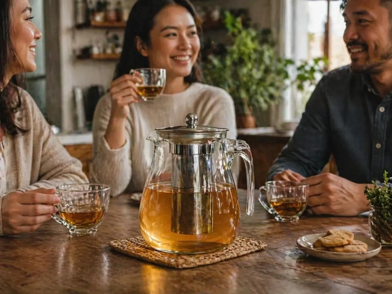 TETERA DE VIDRIO CON INFUSOR PARA PREPARAR TE  Y CAFE - 4