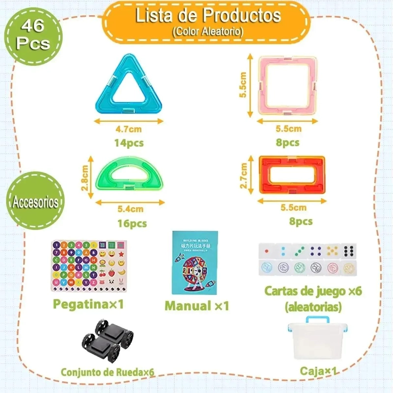 SET DE BLOQUES MAGNE TICOS DE 46 PIEZAS PARA NIÑOS - 2
