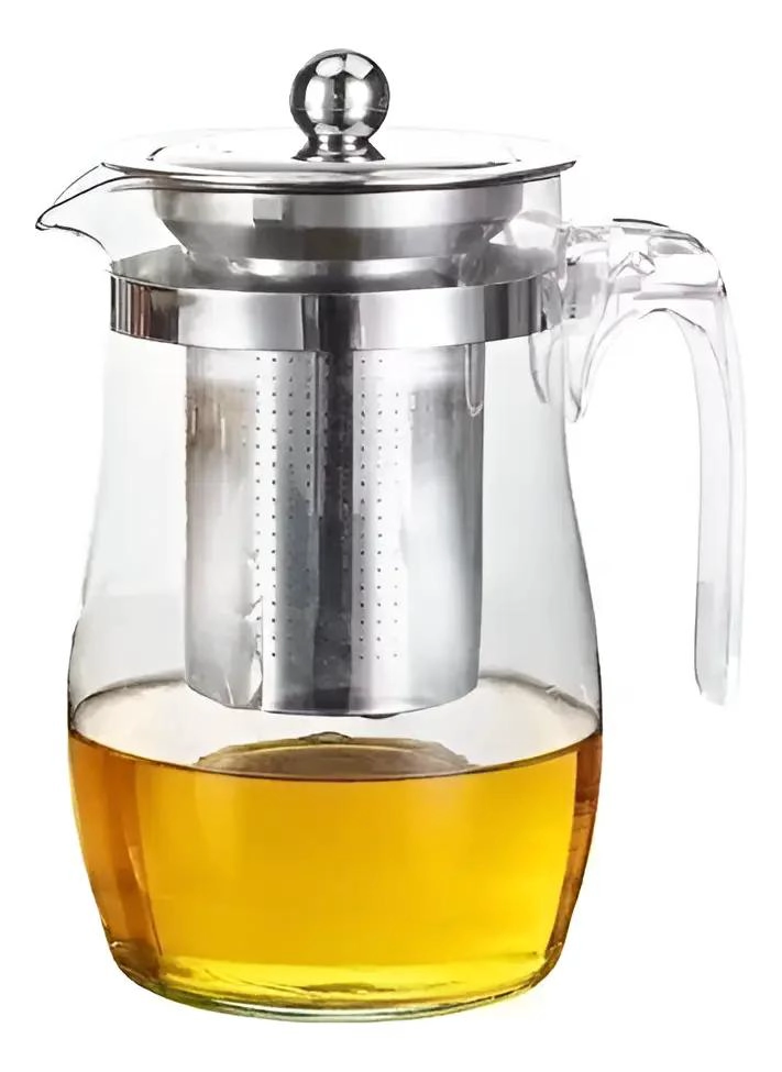 TETERA DE VIDRIO Y ACERO INOXIDABLE CON INFUSOR 900 ML - 1