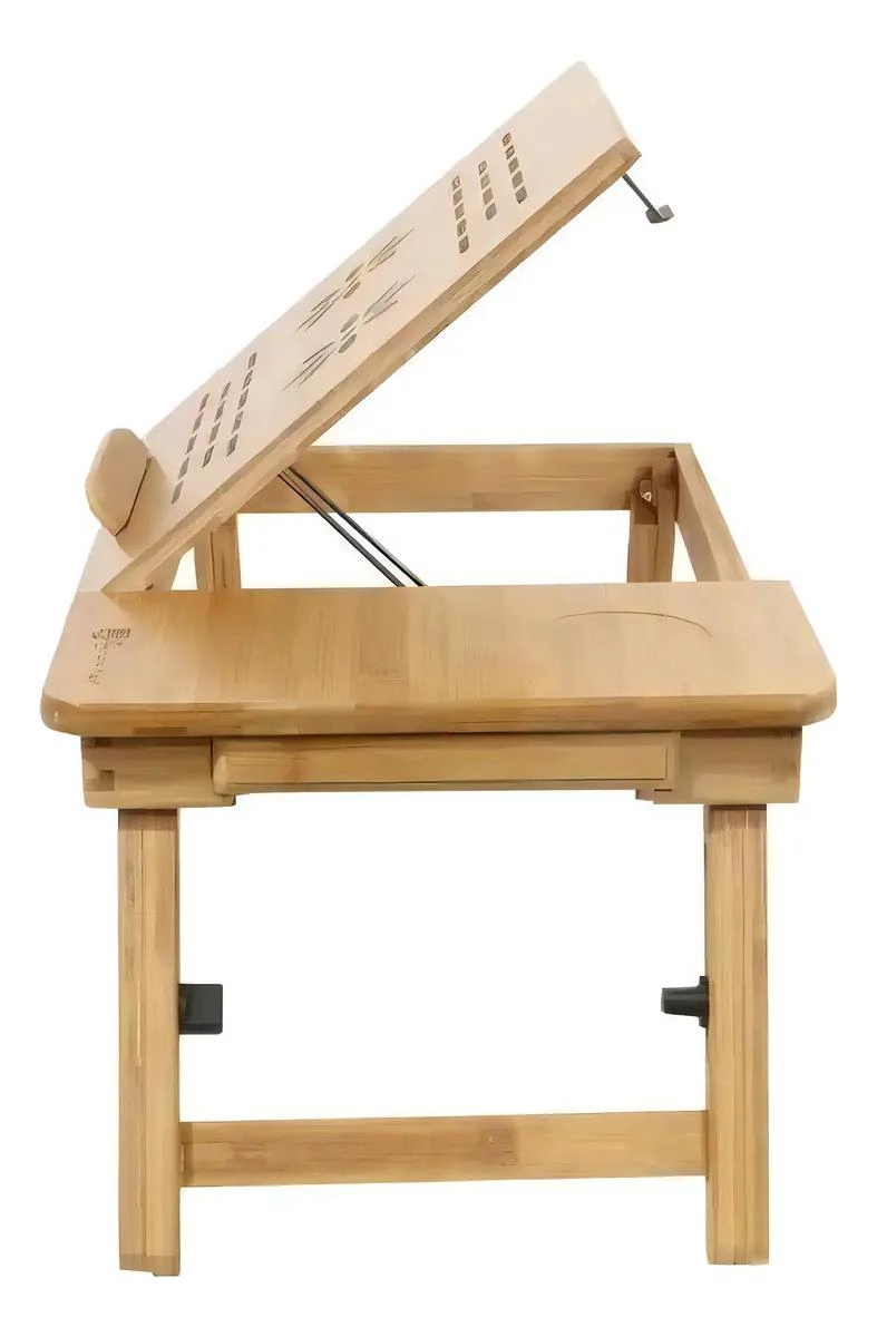MESA PLEGABLE DE BAMBU PARA LAPTOP CON CAJON LATERAL - 2