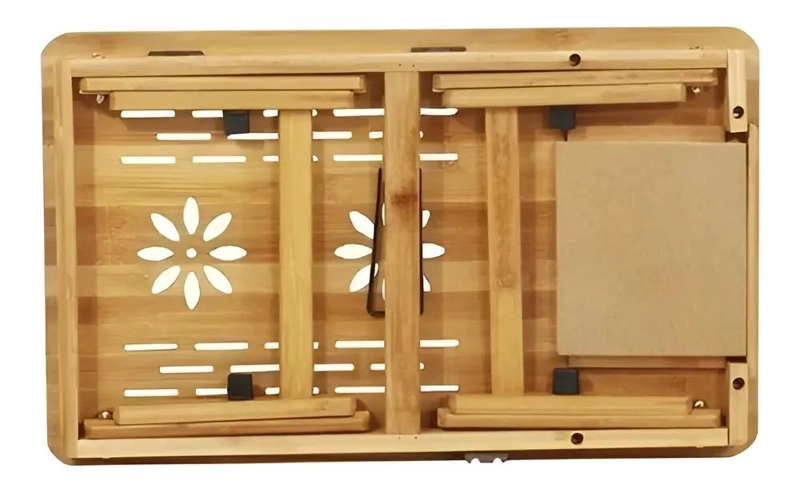 MESA PLEGABLE DE BAMBU PARA LAPTOP CON CAJON LATERAL - 6
