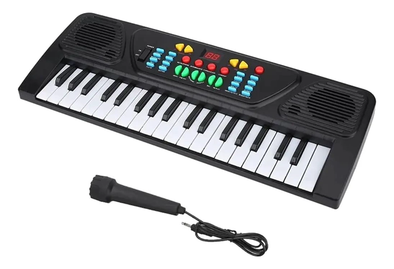 PIANO INFANTIL ELECTRONICO PORTATIL CON LUCES Y MICROFONO - 1