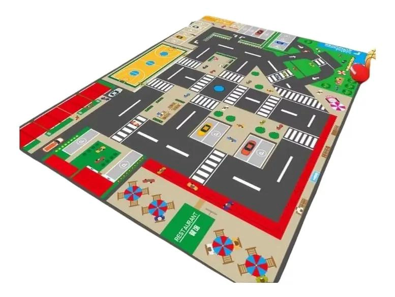 ALFOMBRA INFANTIL SENSORIAL PISTA DE AUTOS 118X81CM - 1