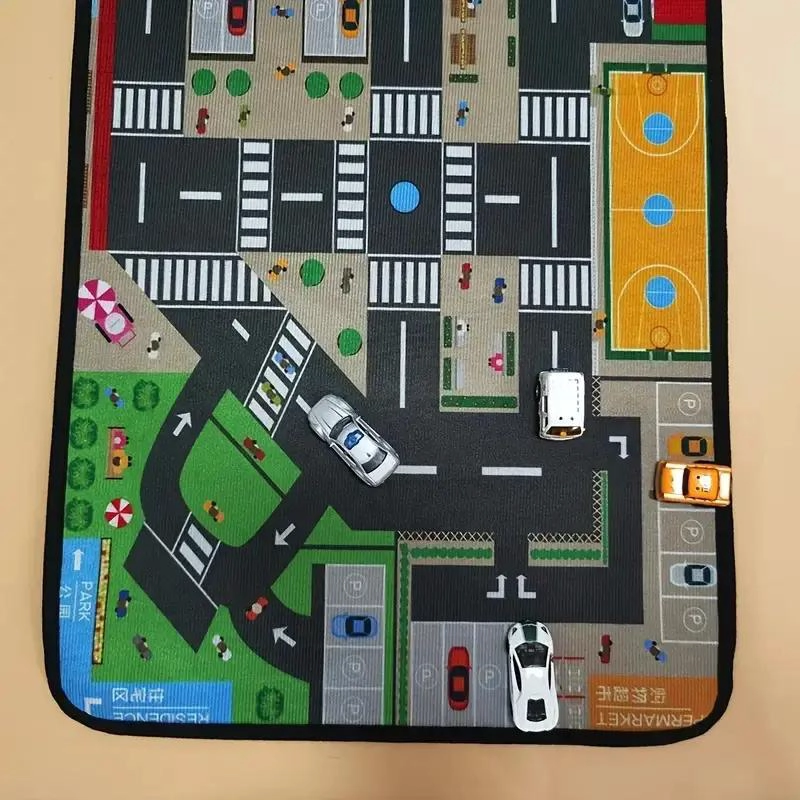 ALFOMBRA INFANTIL SENSORIAL PISTA DE AUTOS 118X81CM - 10