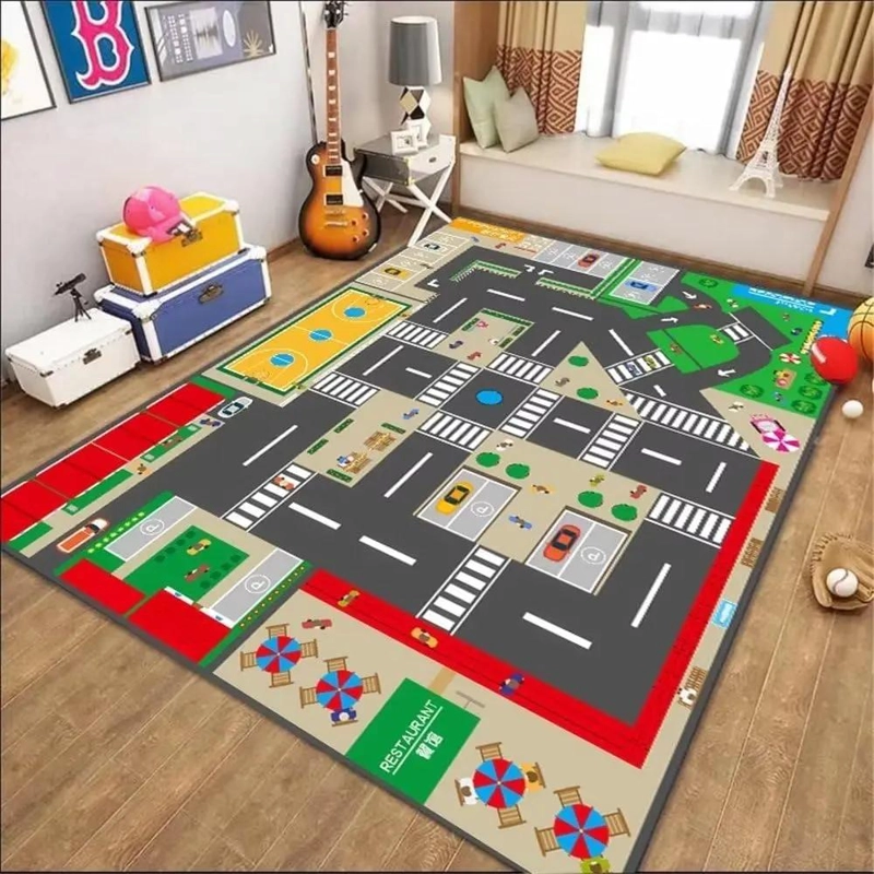 ALFOMBRA INFANTIL SENSORIAL PISTA DE AUTOS 118X81CM - 3