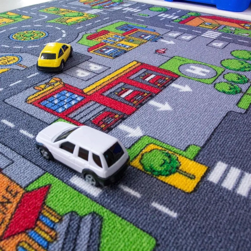 ALFOMBRA INFANTIL SENSORIAL PISTA DE AUTOS 118X81CM - 5