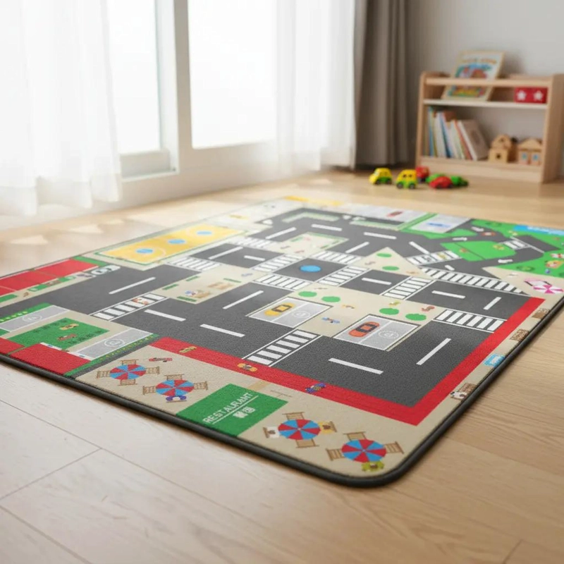 ALFOMBRA INFANTIL SENSORIAL PISTA DE AUTOS 118X81CM - 6