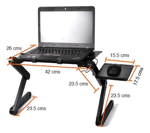 MESA PLEGABLE PARA NOTEBOOK CON VENTILADOR USB Y AJUSTES - 6