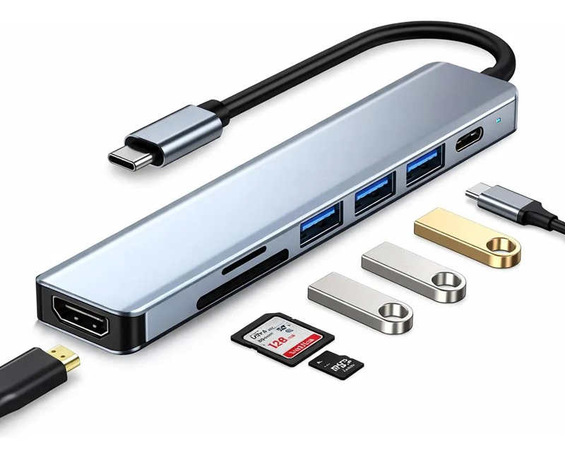 HUB USB TIPO C 7 EN 1 CON HDMI 4K Y CARGA RAPIDA - 1