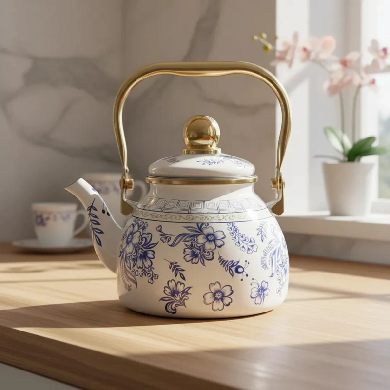 TETERA ENLOZADA DISEÑO FLOR MARINA 1.2L CON INFUSOR - 2