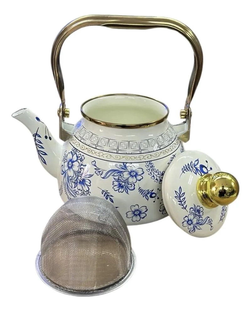 TETERA ENLOZADA DISEÑO FLOR MARINA 1.2L CON INFUSOR - 4