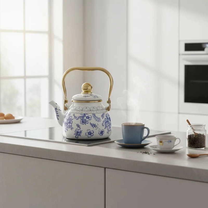 TETERA ENLOZADA DISEÑO FLOR MARINA 1.2L CON INFUSOR - 7