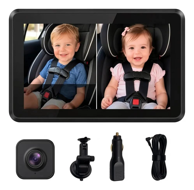 CAMARA MONITOR PARA BEBE  EN AUTO CON PANTALLA IPS Y VISION NOCTURNA - 1