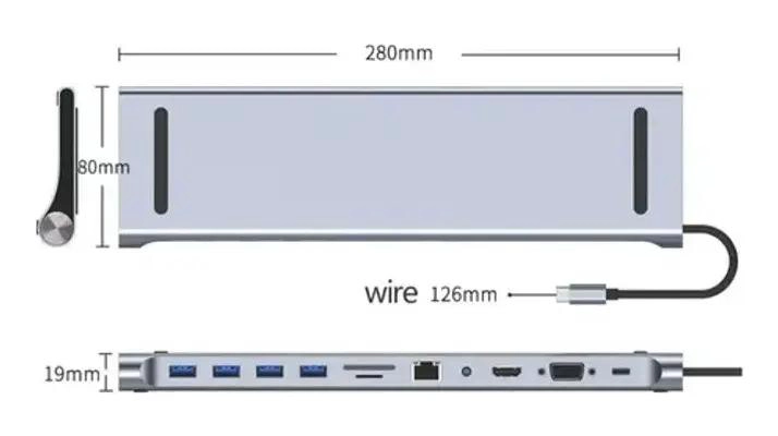 ADAPTADOR HUB MULTIFUNCIONAL 11 EN 1 USB TIPO C HDMI VGA - 4