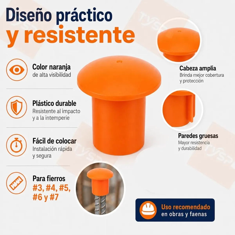 TAPONES DE SEGURIDAD PARA PUNTAS DE FIERRO 10 A 30MM 100 UNIDADES - 3