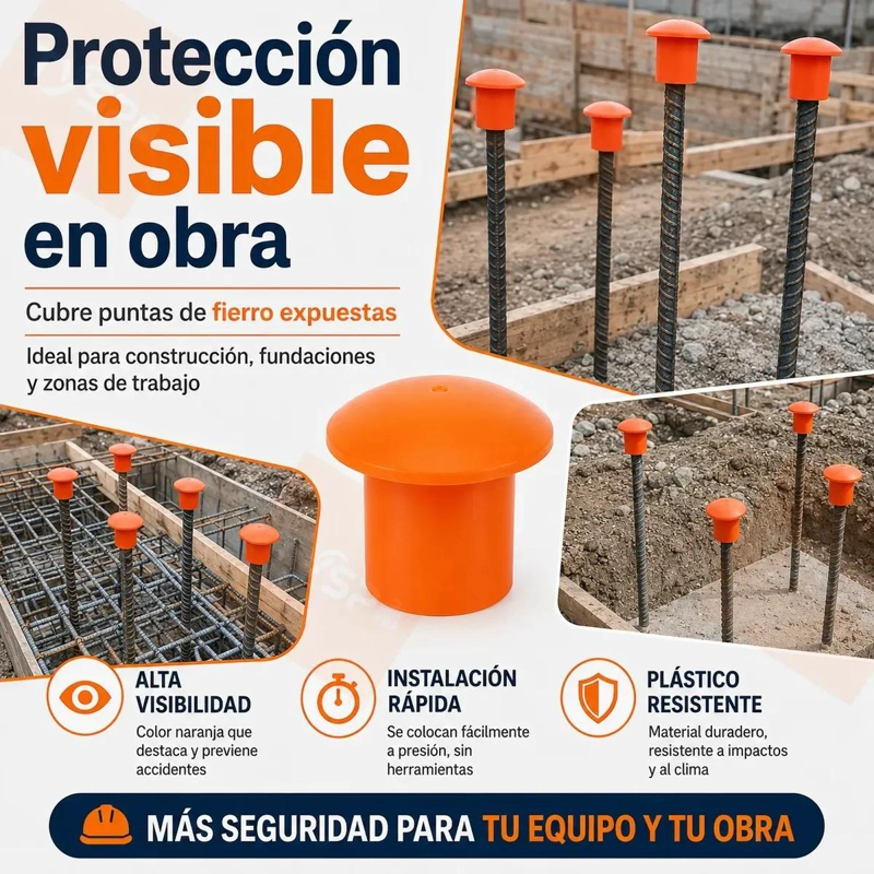 TAPONES DE SEGURIDAD PARA PUNTAS DE FIERRO 10 A 30MM 100 UNIDADES - 4