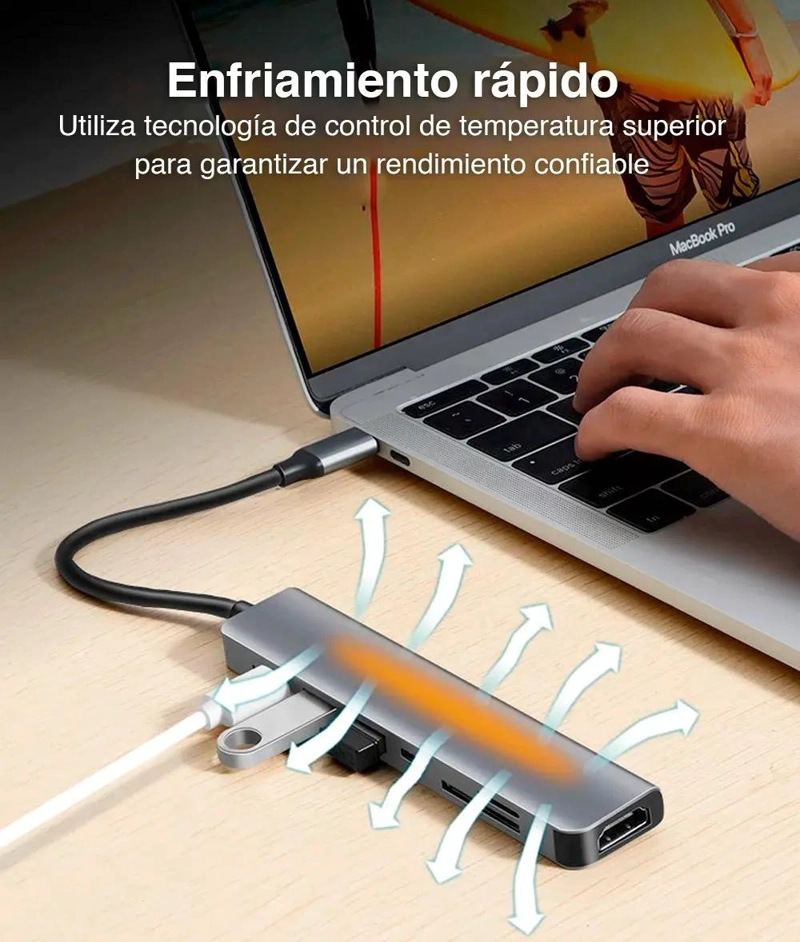 ADAPTADOR USB TIPO C 7 EN 1 PARA CONECTAR MULTIPLES DISPOSITIVOS - 4