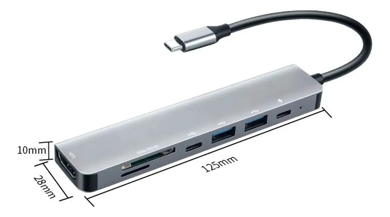 ADAPTADOR USB TIPO C 7 EN 1 PARA CONECTAR MULTIPLES DISPOSITIVOS - 5