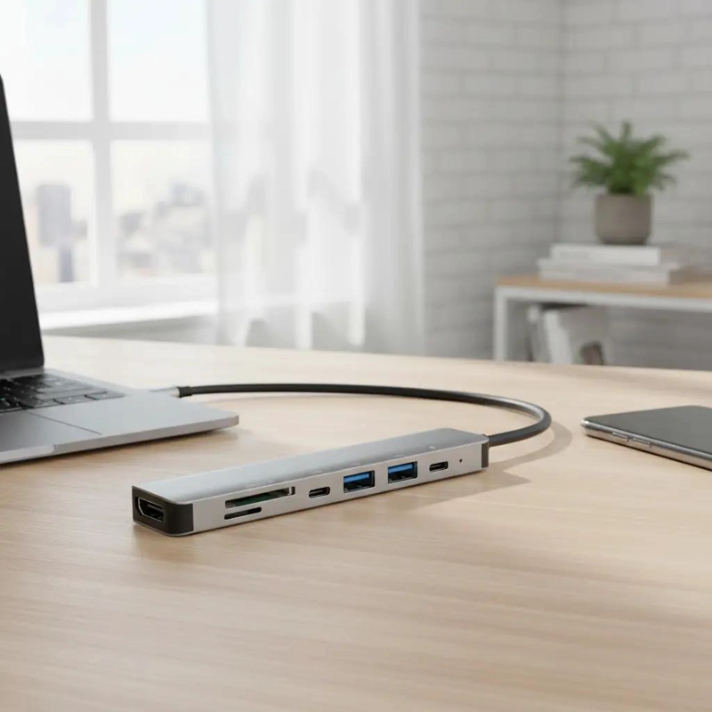 ADAPTADOR USB TIPO C 7 EN 1 PARA CONECTAR MULTIPLES DISPOSITIVOS - 9