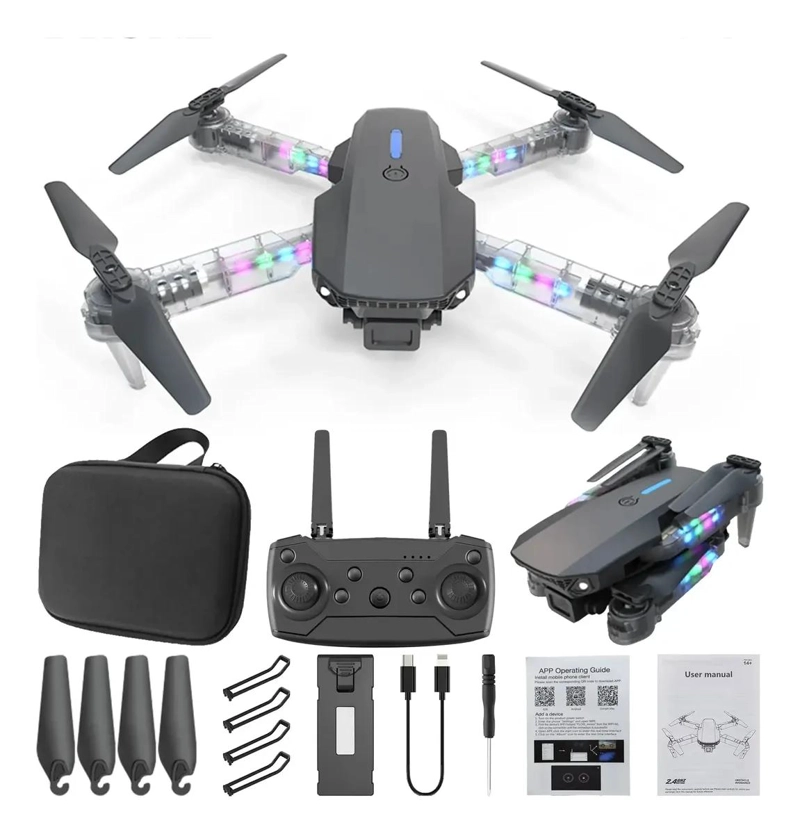 DRON PLEGABLE CON CAMARA HD Y LUCES RGB PARA VUELO ESTABLE - 1