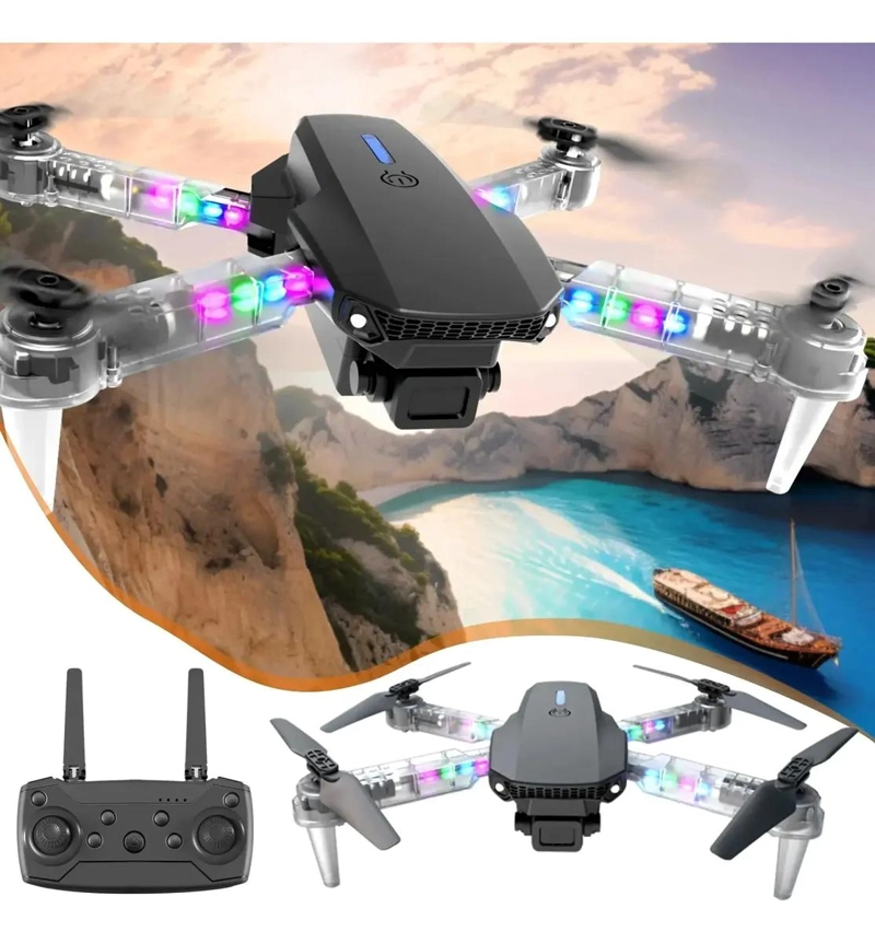 DRON PLEGABLE CON CAMARA HD Y LUCES RGB PARA VUELO ESTABLE - 4