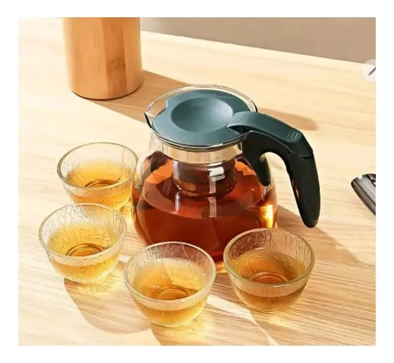 SET DE TETERA DE VIDRIO CON INFUSOR Y TAZAS DE 5 PIEZAS - 3