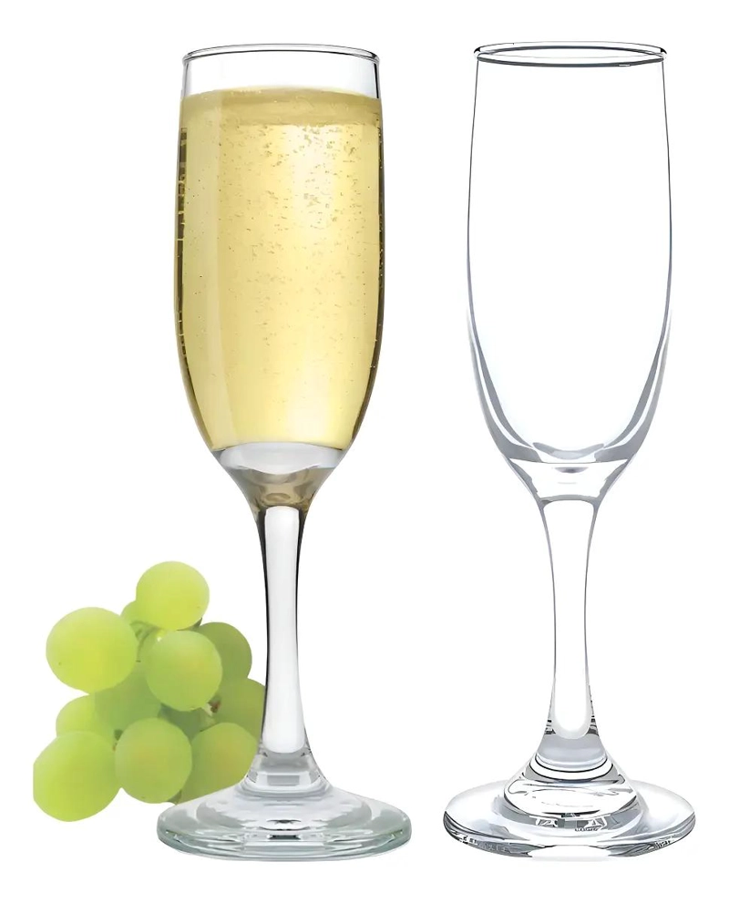 ELEGANTES COPAS DE CHAMPAGNE DE VIDRIO 176CC PARA CELEBRACIONES - 1