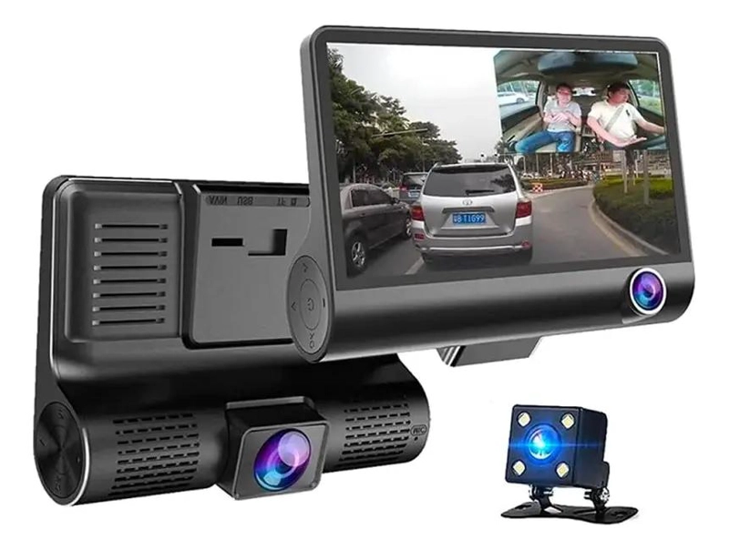 CAMARA DE AUTO 3 EN 1 CON GRABACION HD Y PANTALLA DE 4 PULGADAS - 1