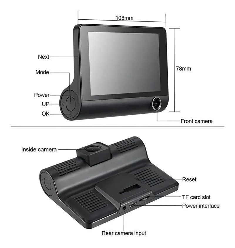 CAMARA DE AUTO 3 EN 1 CON GRABACION HD Y PANTALLA DE 4 PULGADAS - 5