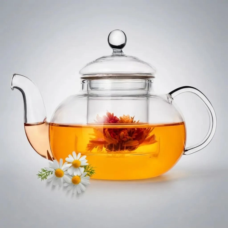 TETERA DE VIDRIO CON INFUSOR PARA INFUSIONES ELEGANTES 600ML - 4