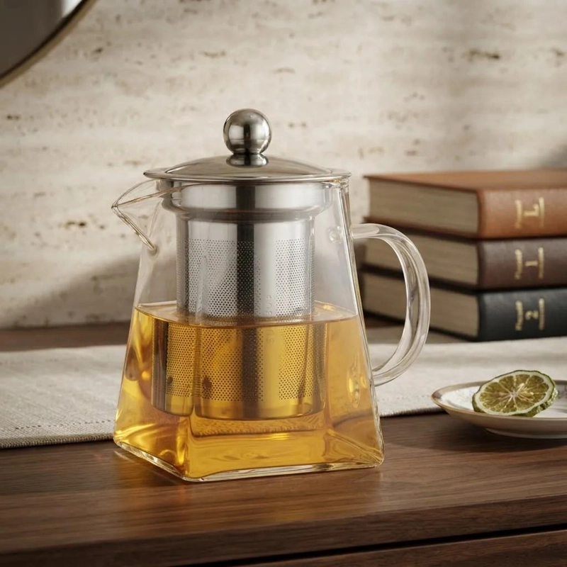 TETERA DE VIDRIO BOROSILICATO CON INFUSOR DE ACERO INOXIDABLE 950ML - 1