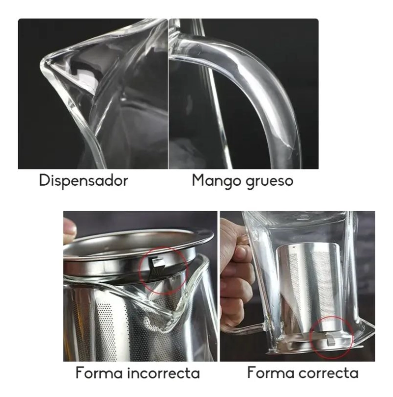 TETERA DE VIDRIO BOROSILICATO CON INFUSOR DE ACERO INOXIDABLE 950ML - 2