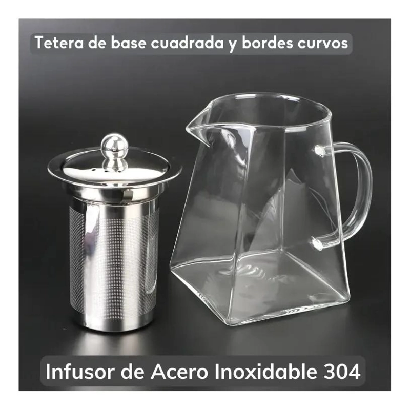 TETERA DE VIDRIO BOROSILICATO CON INFUSOR DE ACERO INOXIDABLE 950ML - 6