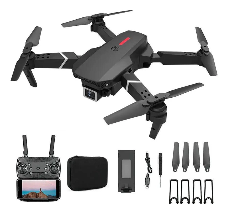 DRONE E88 CON CAMARA DUAL HD Y 3 BATERIAS PLEGABLE - 1