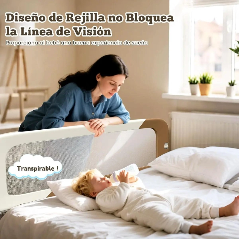 BARANDA DE CAMA ABATIBLE AJUSTABLE PARA BEBE S 180 CM - 3
