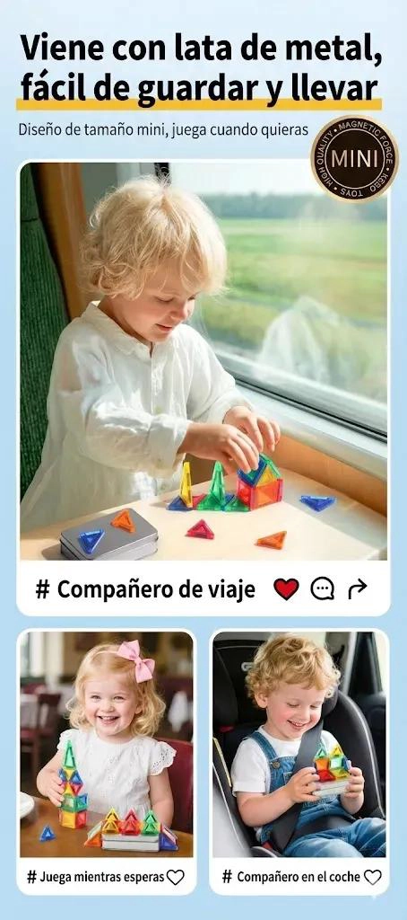 SET DE BLOQUES MAGNE TICOS MINI 36 PIEZAS PARA VIAJES - 3