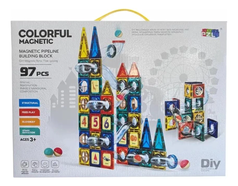 BLOQUES MAGNE TICOS DE COLORES PARA CONSTRUCCION CREATIVA 97 PIEZAS - 2