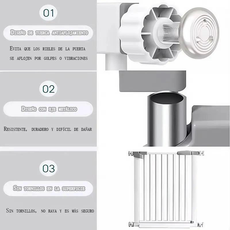 PUERTA DE SEGURIDAD AJUSTABLE PARA BEBE S Y MASCOTAS - 4