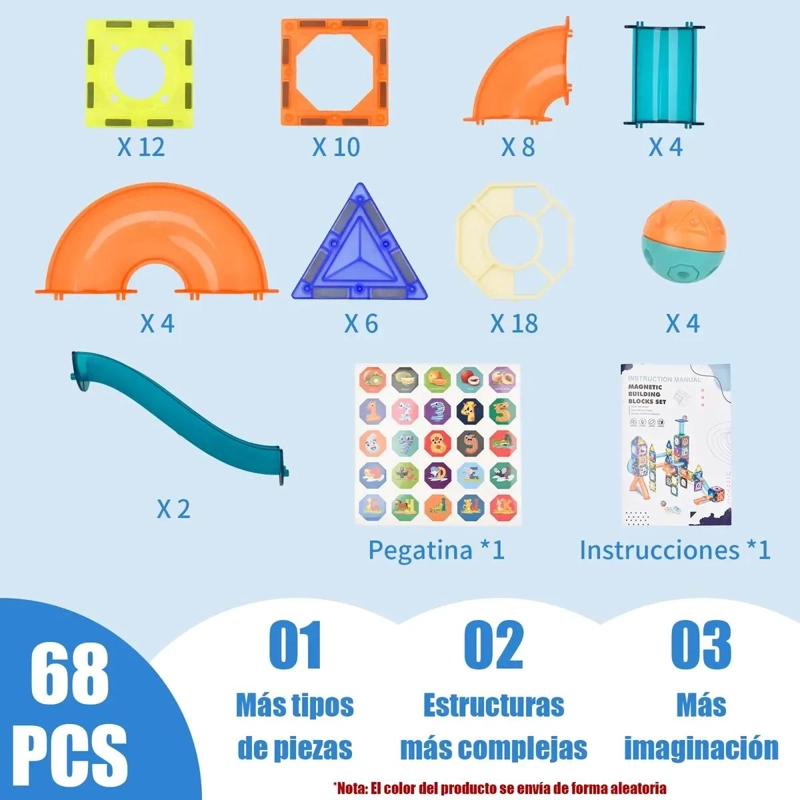 JUEGO DE BLOQUES MAGNE TICOS 3D PARA CONSTRUCCION 68 PIEZAS - 2