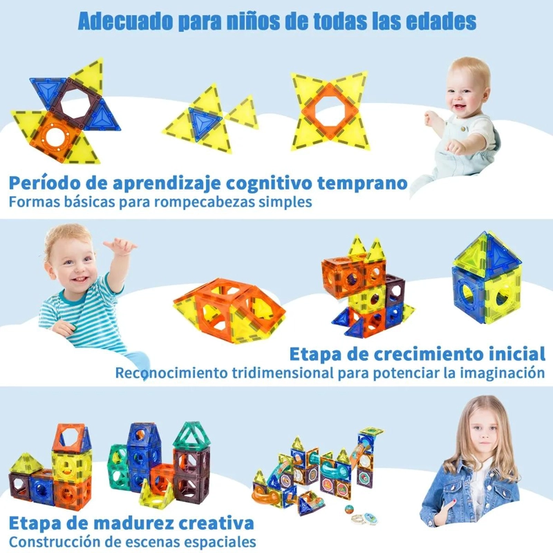 JUEGO DE BLOQUES MAGNE TICOS 3D PARA CONSTRUCCION 68 PIEZAS - 4