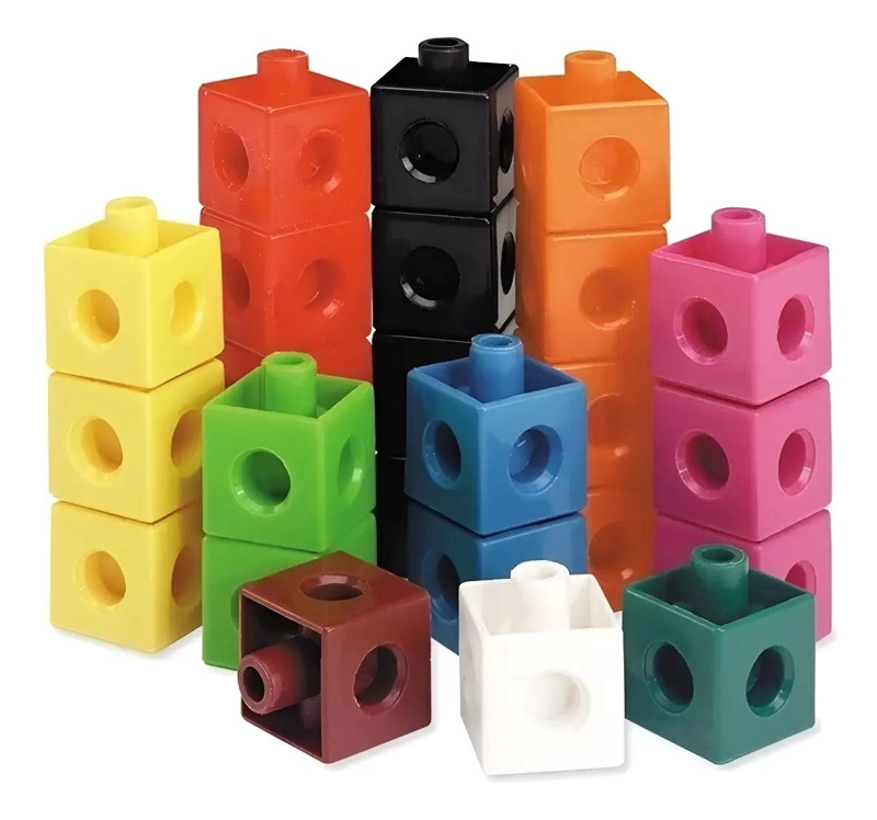 SET DE 100 CUBOS CONECTABLES DE PLASTICO EN 10 COLORES - 1