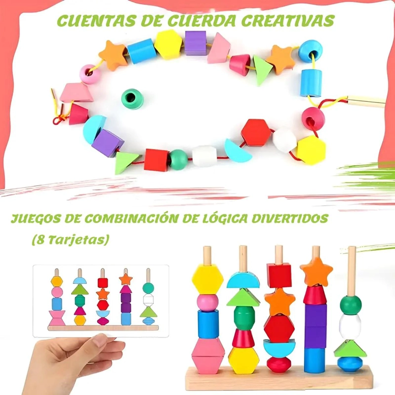 CUENTAS DE MADERA PARA NIÑOS CON FORMAS Y COLORES - 5