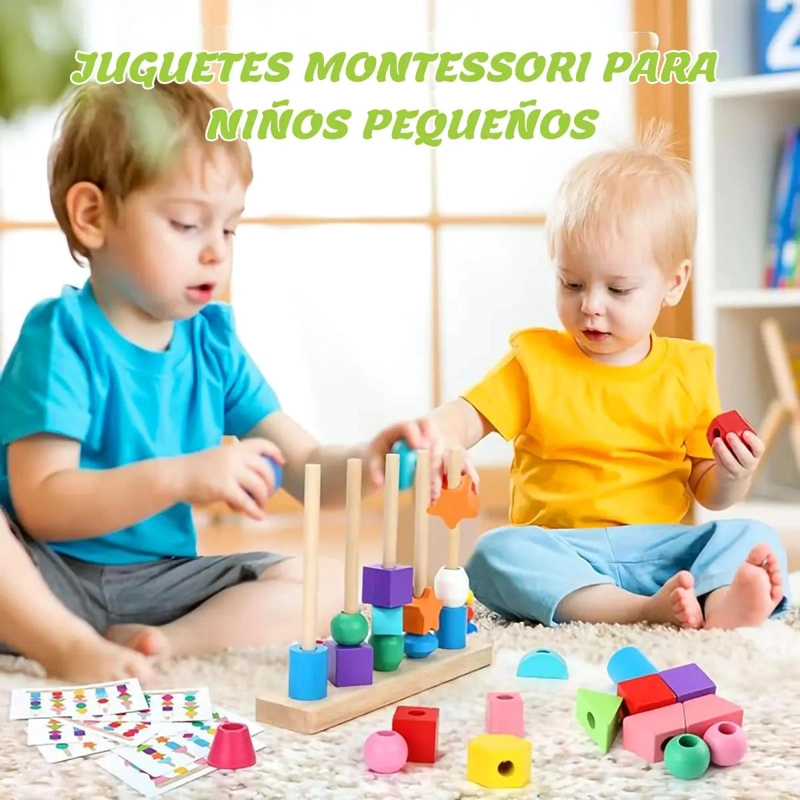 CUENTAS DE MADERA PARA NIÑOS CON FORMAS Y COLORES - 7