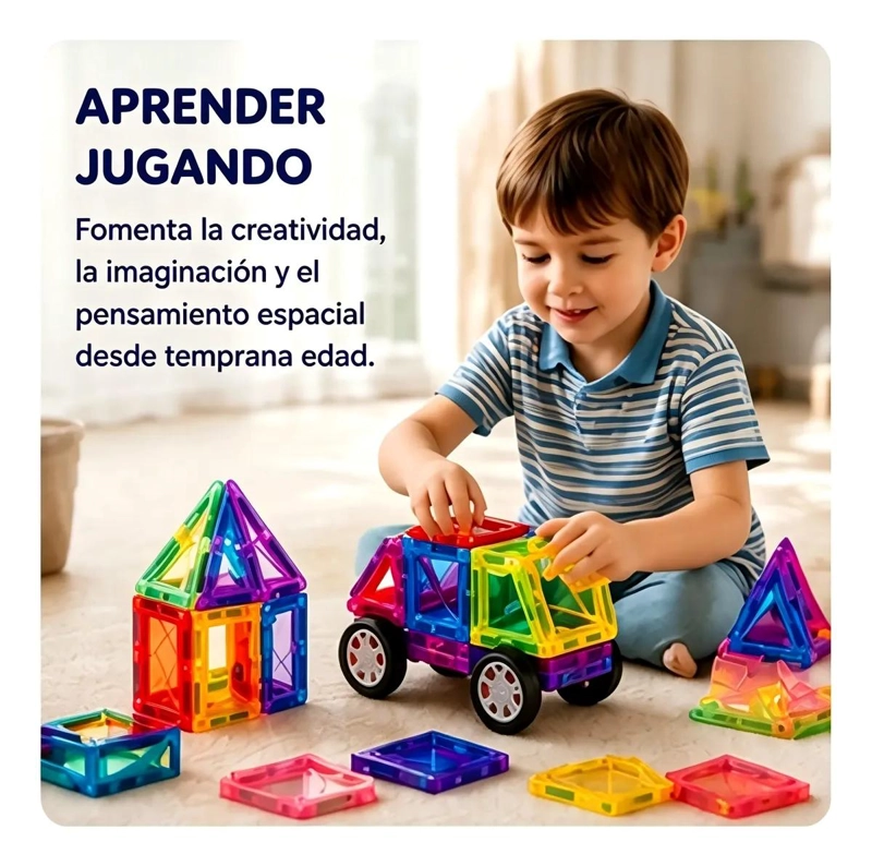 BLOQUES MAGNE TICOS DE COLORES 60 PIEZAS PARA JUGAR Y APRENDER - 3