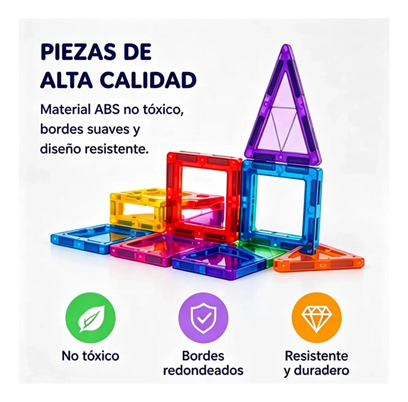 BLOQUES MAGNE TICOS DE COLORES 60 PIEZAS PARA JUGAR Y APRENDER - 4