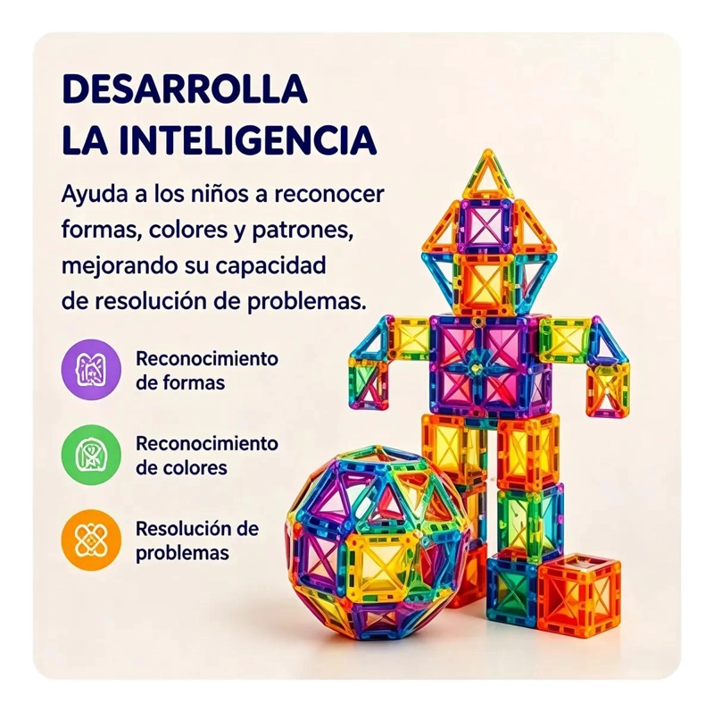 BLOQUES MAGNE TICOS DE COLORES 60 PIEZAS PARA JUGAR Y APRENDER - 6