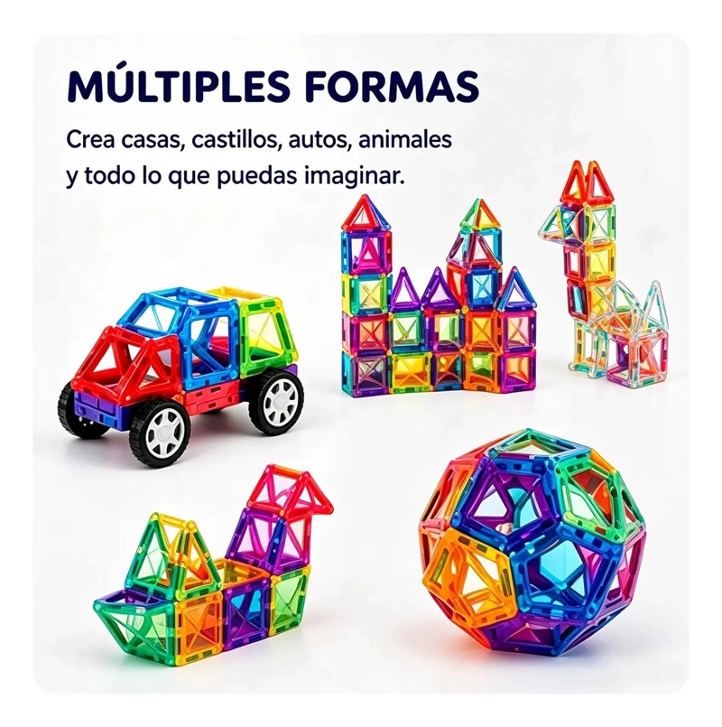 BLOQUES MAGNE TICOS DE COLORES 60 PIEZAS PARA JUGAR Y APRENDER - 7